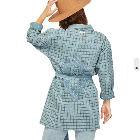 Billabong x Wrangler cardigan Down to Earth Quilted Denim Kimono Jacket. Size M. - Picture 8 of 9